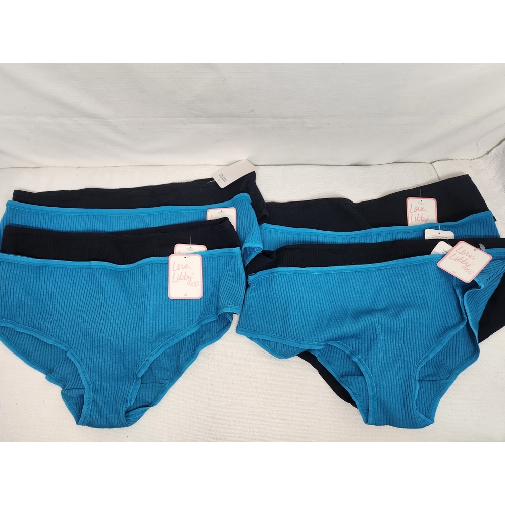 New Love Libby 8 Pairs Womens Medium Underwear Panties Mid Rise Ribbed